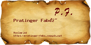 Pratinger Fabó névjegykártya